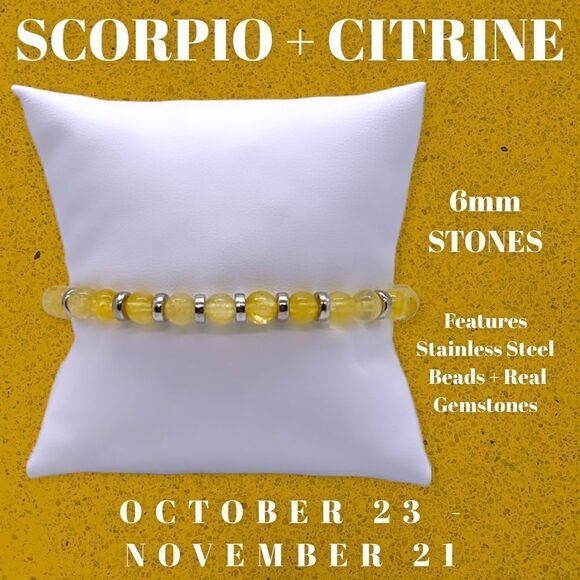 NWT Wool + Pepper Co. Scorpio + Citrine Bracelet - Zodiac x Gemstone Collection - Picture 4 of 13